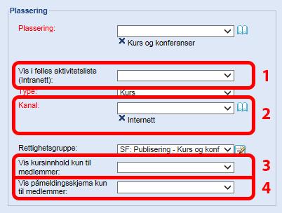 Kapittel 3: Publisering av kalenderhendelse (kurs/konferanse) 3.1: Trinn-for-trinn fremgangsmåte 10) Gjør evt. valg for å begrense tilgang til å se/melde seg på kalenderhendelsen.