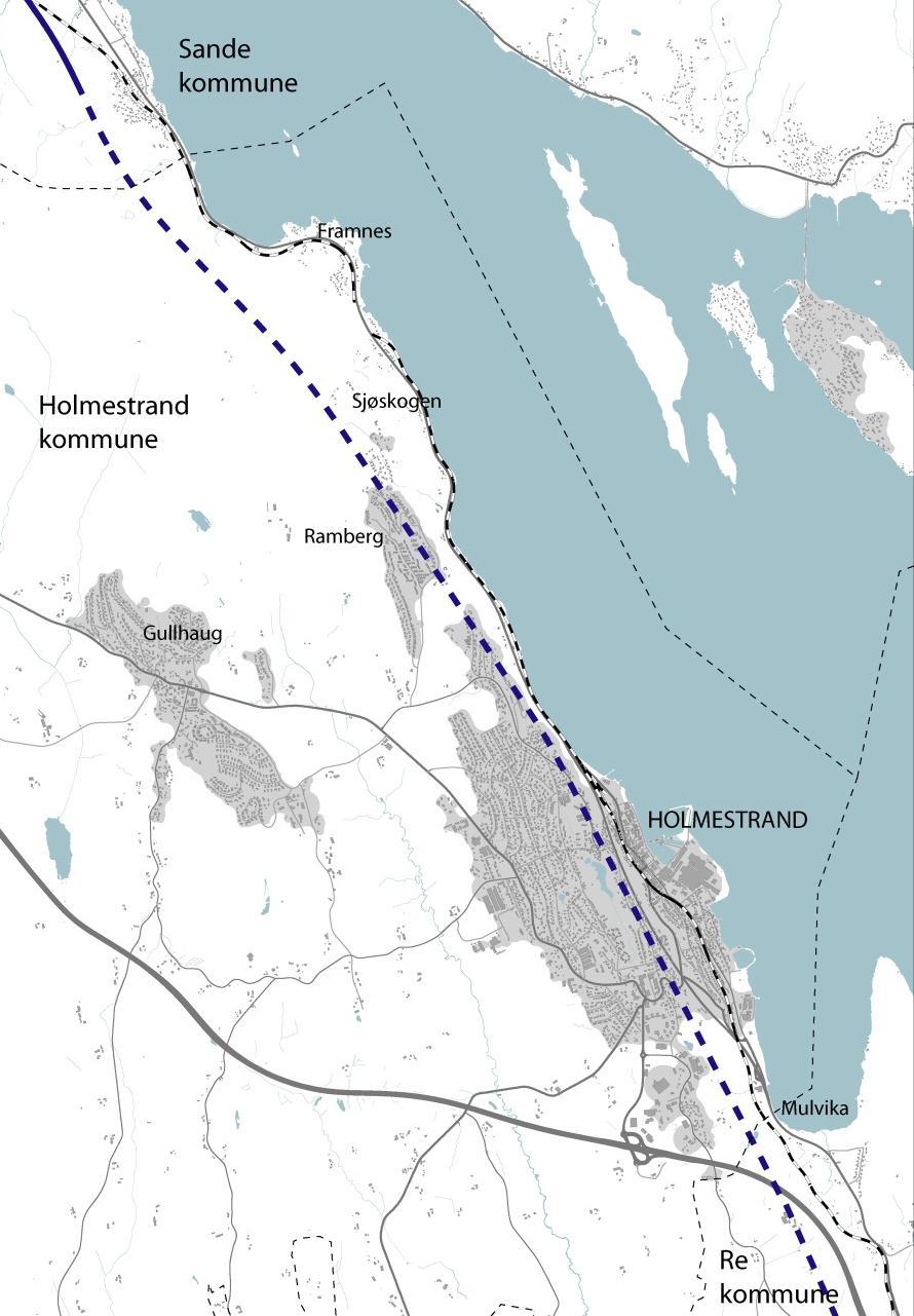 Holm Nykirke Total lengde 14,2 km 12,3 km fjelltunnel 11 rømningstunneler 2 atkomster til Holmestrand stasjon i fjell ny kollektivterminal 2 mill.