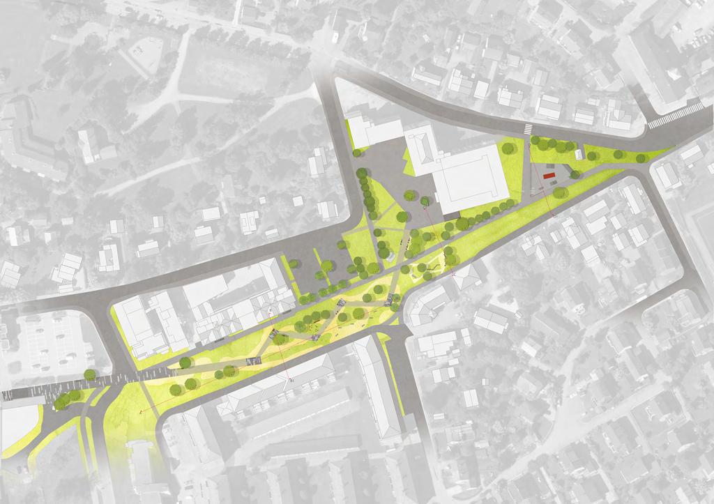 Nordlandsparken - En urban bypark Illustrasjonsplan - 1:1000 Tegnforklaring Betula Salix Moheia