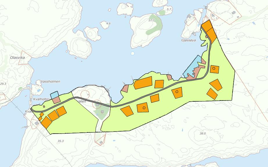 FORUTSETNINGER Forholdet til kommuneplanens arealdel Overordnet plan for området er reguleringsplan for Gjøssøya, gnr 50 bnr 2.