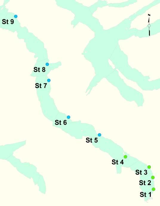 neqr-verdier for makroalgevegetasjonen på de 4 innerste stasjonene som ble undersøkt i 1987/88