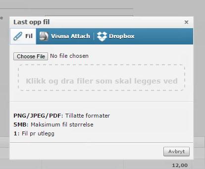 OBS! Om eit utlegg inneheld fleire «utleggstypar» må bilaget/kvitteringen splittast. Det er viktig då ulike utleggstypar har forskjellig mva-behandling.