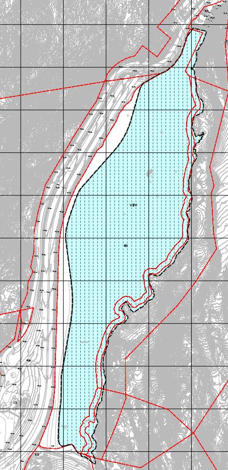 Figur 3: Reguleringsplanforslaget Utfyllingen av vannet vil utgjøre et samlet areal på ca. 175 daa, med om lag 900.000 m3 anbrakte steinmasser.