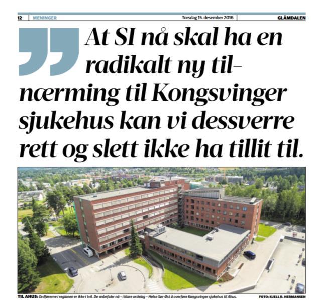 Sammensetningen av denne prosjektgruppen er litt uvanlig i det kommunesiden (sammen med lokal sykehusaksjon) er så bredt representert.