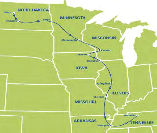 Turen avsluttes med en smak av Sør-statene og musikkbyene Memphis og Nashville. Vi starter i Bismarck, Nord-Dakotas hovedstad.