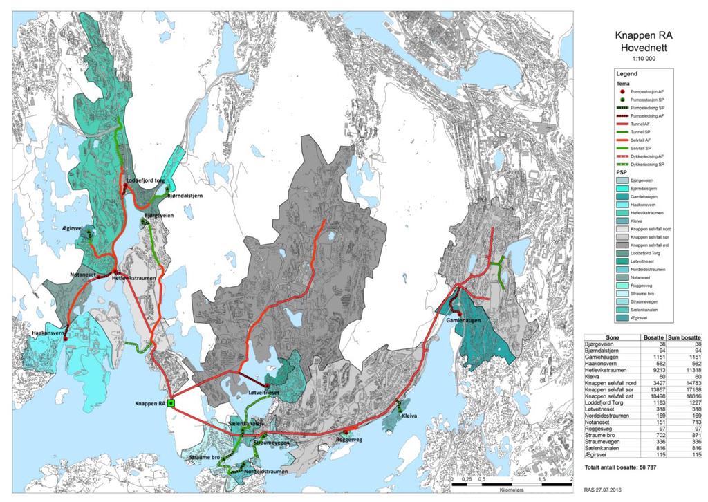 Knappen Renseanlegg - målesoner Inndele tilrenningssone til