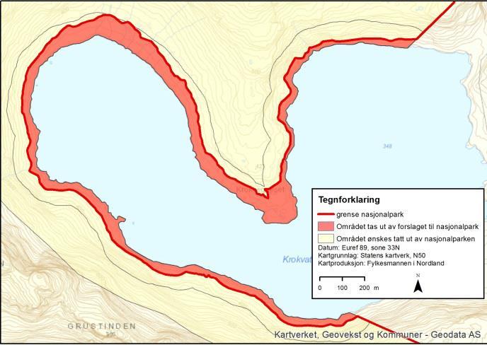 Krokvatnet (Moskenes) Lofotkraft har gitt innspill om at de ønsker en buffersone på 100 m rundt Krokvatnet.