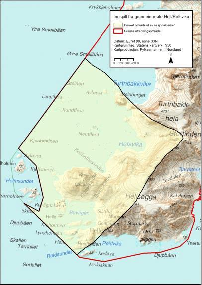 Refsvika (Moskenes) Det er kommet innspill fra grunneiere om at Refsvika skal tas ut av forslag til nasjonalpark. Styringsgruppa ønsker ikke å endre grensa ved Refsvika.