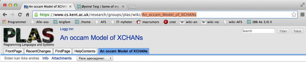 An occam Model of Teig's XCHANs Peter H.