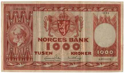 Sedler Sedler/Banknotes 34 1000 kroner 1949.