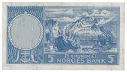 Erstatningsseddel/replacement note 1 3 000 56 Lot 5 stk. 5 kroner 1961. I3732010-14.