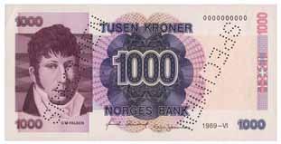 UTGAVE SPECIMEN 102 1000 kroner 1989.