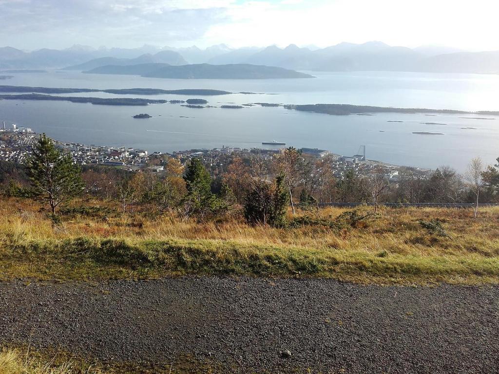 Etter å ha fulgt Vardeveien et par hundre meter, og tar til høyre ned Storlistien. Bilde 9: Varden. Man ser Romsdalsmuseet og målgang fra Varden.