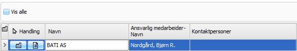 Forside. Mine firma Viser en oversikt over firma der man er registrert som ansvarlig kontaktperson. Man kan også velge om man vil se alle firmaer.