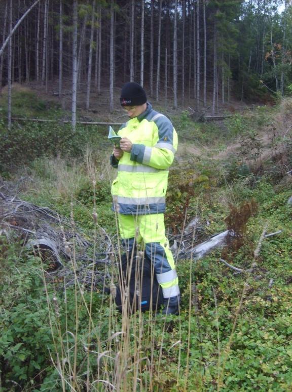 ravinedalen og dyrka mark. Denne delen av skogen ble ikke befart da terrenget var ufremkommelig.