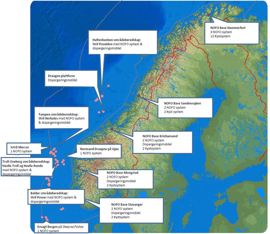 6.7 Beredskap mot akutt forurensing En delutredning av DNV (Tvedt m.fl., 2012) belyser utfordringer og mulige løsninger for beredskap mot akutt forurensning i utredningsområdet.