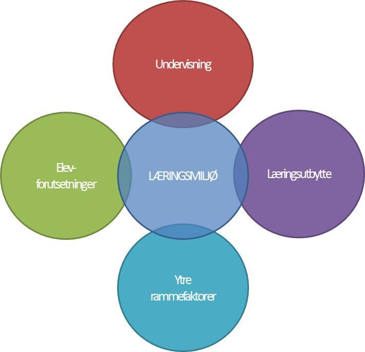 6 Figur 2.1 Modell over faktorer som påvirker læringsmiljø. Modellen er hentet fra Utdanningsdirektoratets materiell for helhetlig arbeid med læringsmiljøet (www.udir.no) 2.