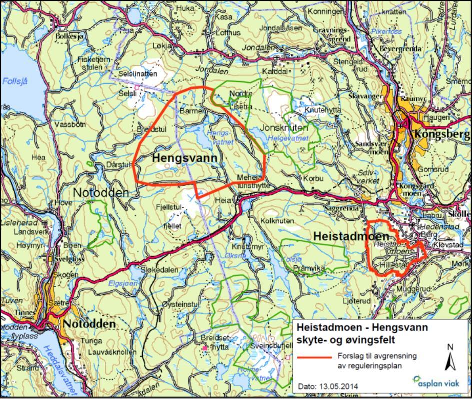 sin helhet i Kongsberg kommune i Buskerud fylke, mens Hengsvann SØF har arealer både i Kongsberg kommune og Notodden kommune i Telemark fylke.