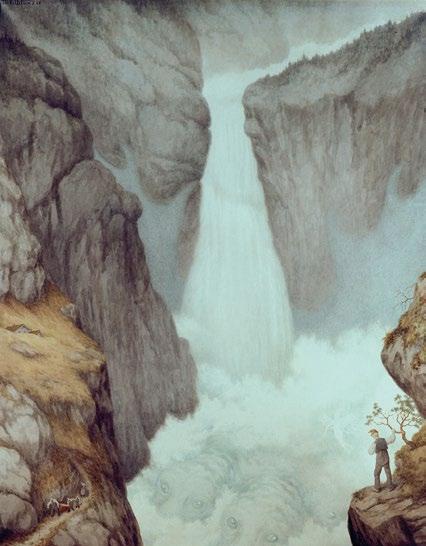 Rjukanfossen av Theodor Kittelsen for Sam Eyde. I Norsk Hydros eie. Rjukanfossen kan fortsatt oppleves når vannet slippes ved spesielle anledninger.