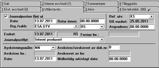 Avskrivning betyr at et inngående brev er besvart av (avskrevet av) et utgående, eller at det er «tilfredsstillende» håndtert på annet vis, for eksempel at det er tatt til etterretning eller besvart