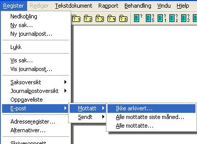 134 Kapittel 4: Lage tekstdokumenter Motta e-post Handtering av e-post krever modulen MAIL. Du kan få en oversikt over e-post som du har mottatt, men ennå ikke arkivert: 1.