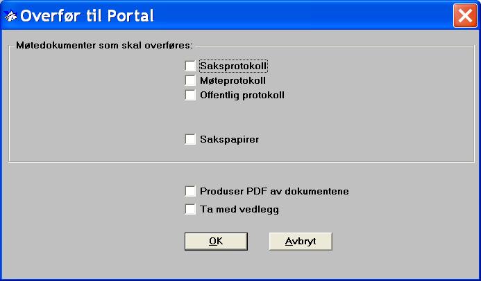 Har man modulen Politiker, vil menyvalget Overfør til Politiker også overføre til publikum. Dette er beskrevet i Vedlegg F.