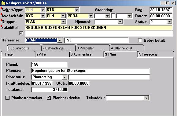 238 Vedlegg A: Moduler for teknisk etat Modul for Plansak Modulen for plansak støtter behandling av planer som for eksempel reguleringsplaner og bebyggelsesplaner.