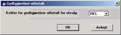 Dialogboksen Godtgjørelse utbetalt vises Velg eventuelt utvalg fra rullegardinlisten og klikk OK (lar du utvalg være blank, får du rapporter for alle utvalg der det finnes møter med status Rapport