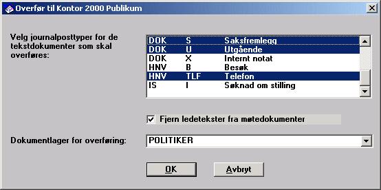 Bildet for forhåndsvisning av offentlige postlister vises. Forhåndsvisningsbildet har en ekstra knapp når man har modulen Publikum. Klikk knappen Overfør til Publikum. 4.