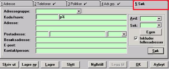 60 Kapittel 2: Arbeide med saker 5. Klikk Nullstill-knappen nederst i søkebildet for å blanke ut feltene. 6. Fyll ut ett eller flere felter.