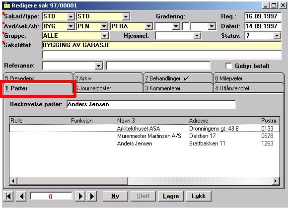 Kapittel 2: Arbeide med saker 63 som du legger til nye adresser. Klikk OK-knappen når alle parter er plukket ut 2. Alle adressatene overføres til listen i vinduet Adressedetaljer (se over).