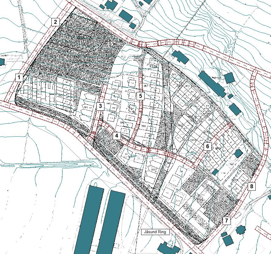 total turproduksjon på 10 biler for tilførselsveien. Trafikken antas fordelt likt på dag og kveld. Figur 3 viser plassering av aktuelle veistrekninger som er gjengitt i tabell 2.