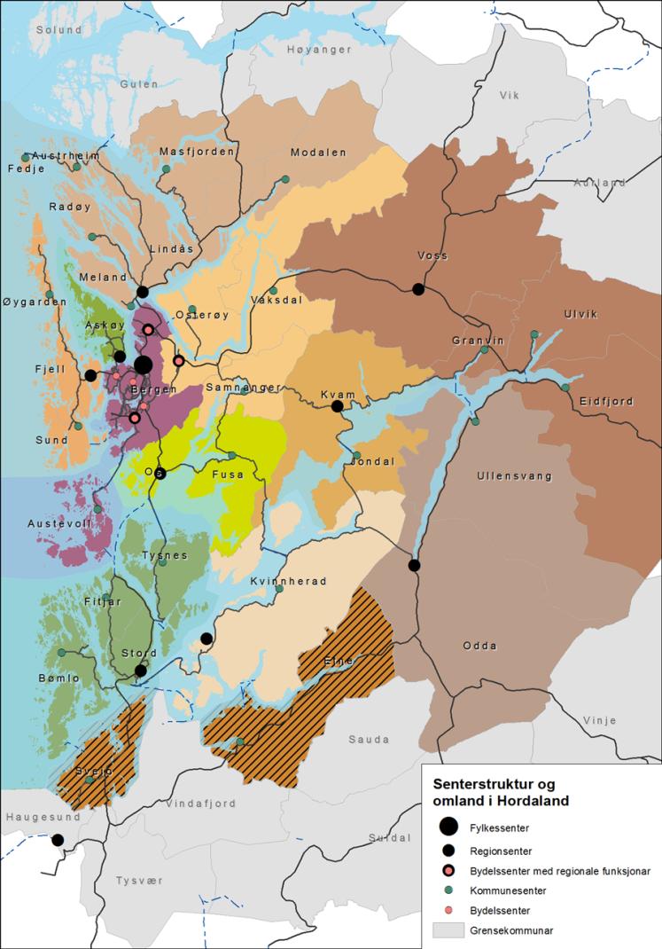 Senterplanen definerer regionsenter Knarvik Vossevangen Straume Kleppestø Osøyro Norheimsund Odda