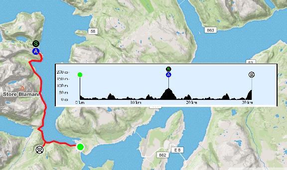 Karusell nr 7 - Bårdsvika Tirsdag 20. juni kl 18:30 Start ved Kaldfjord kirke og mål ved veilomme etter ca. 1 km i bakken mot Kattfjord. Vending (A) ved veilomme etter ca. 1,5 km i bakken i Bårdsvika.