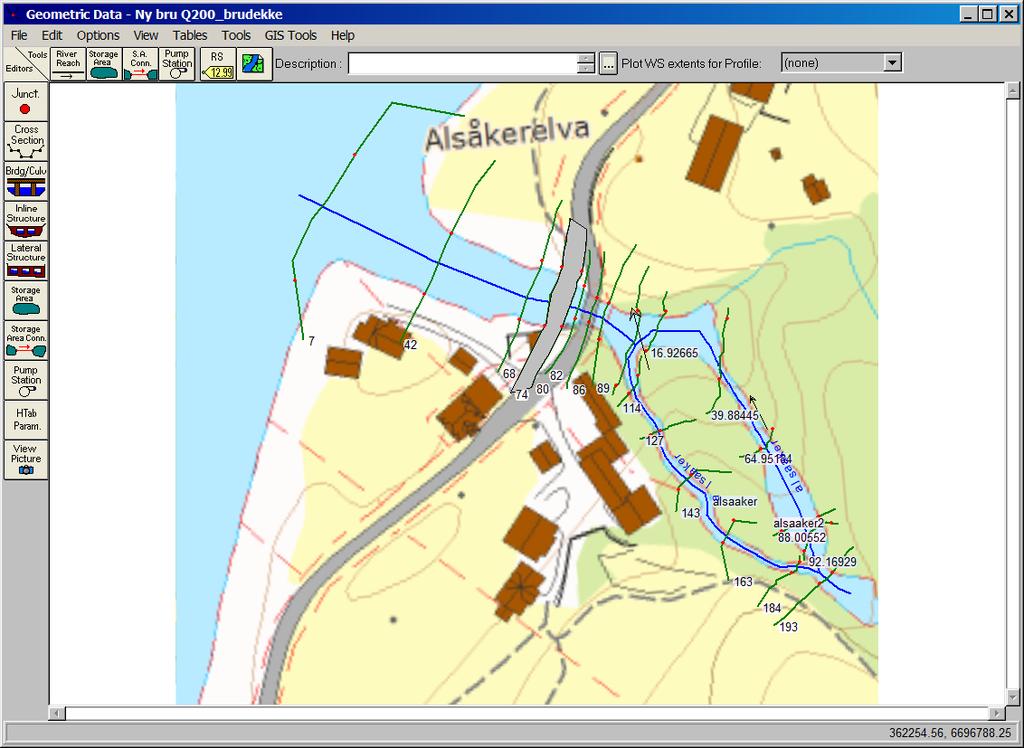 Vedlegg 1: Tverrprofiler for HEC-RAS analyse Figur 4-1: