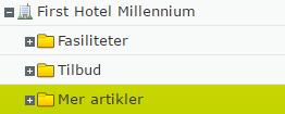 Mer-artikler mappe Opprett så de mer-artiklene som skal vises på hotellet.