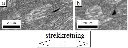 Figur 42 a viser et Image Quality av et opptak under pågående strekking med strekkhastighet 0,1 mikrometer per sekund og en opptakstid på 2,1 timer. Bilde a svarer til en ΔL verdi på 1,26.