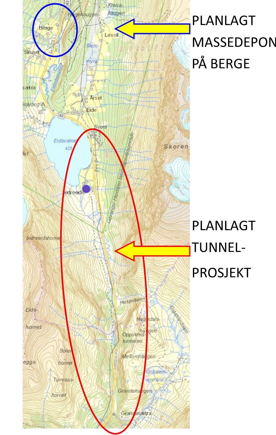 Støyvurdering for planlagt massedeponi på Berge i Eidsdal 5 1 INNLEDNING Den 4,7 km lange tunnelen mellom Indreeide i Norddal kommune og Korsmyra i Stranda kommune er planlagt å ha oppstart sommeren