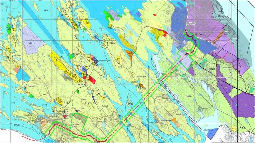 Forslag til planprogram Oljeleidning, Bergsvikhamn til Mongstad multiconsult.no 3.3 Oppsummering av planstatus Figuren under viser traseen saman med kommuneplanane og kommunedelplanane.