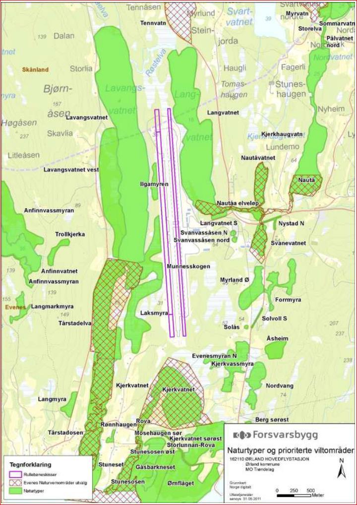 Naturvern- og Ramsar SKU: Nautåa og Kjerkvannet naturreservater på hver siden av banen. Del av nylig (tidlig 2000-tall?) vedtatt RAMSAR-områder.