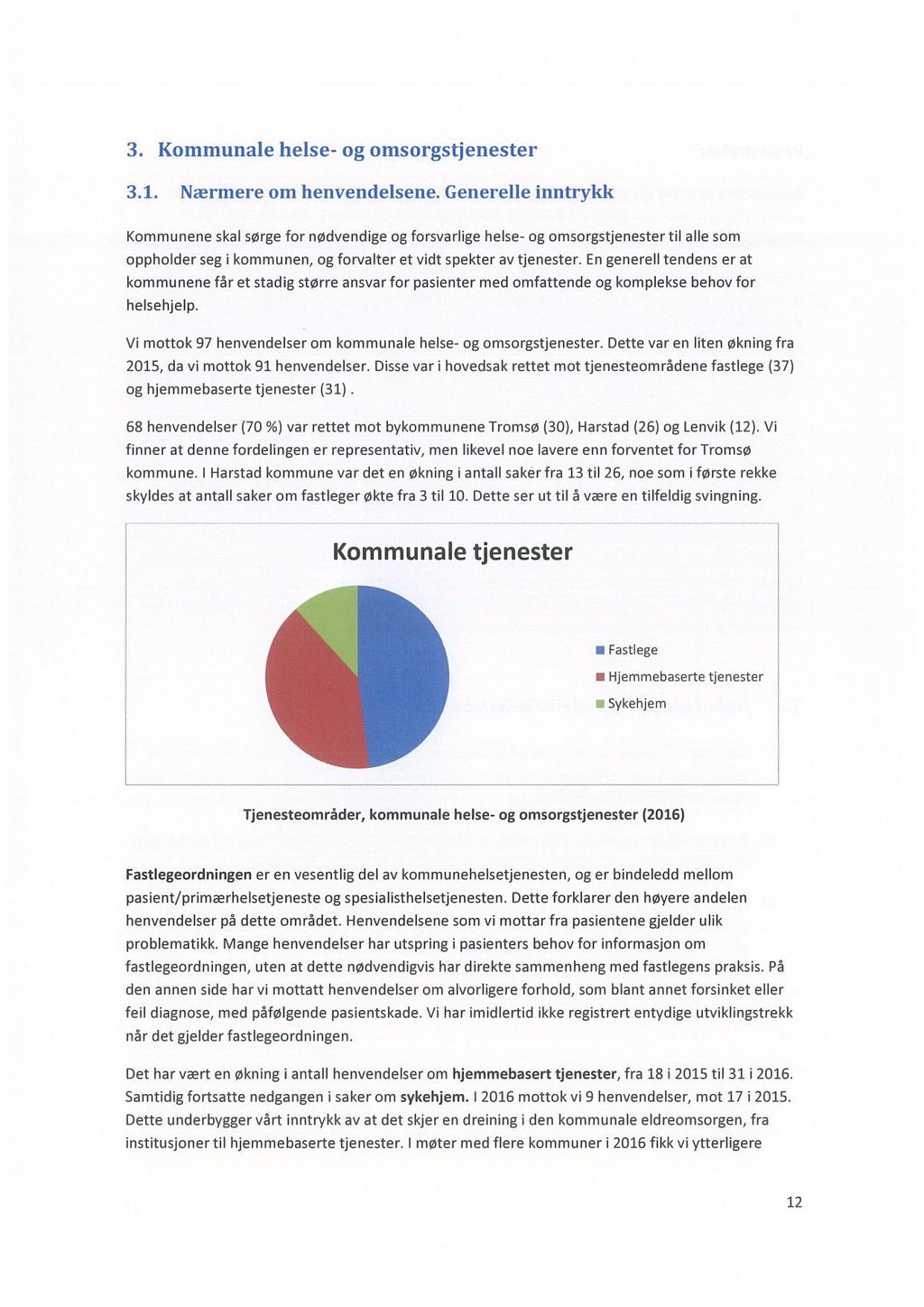 3. Kommunale helse- og omsorgstjenester 3.1. Nærmere om henvendelsene.