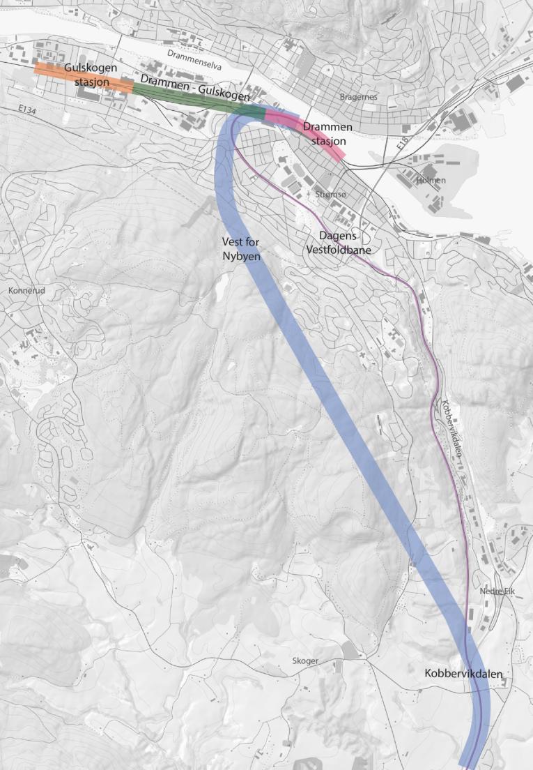 Anbefalt korridor Drammen - Kobbervikdalen Prosessen fram til i dag I tråd med Konseptvalgutredningen 2012 Anbefalingen svarer ut bestillingen God kapasitet, robusthet og fleksibilitet