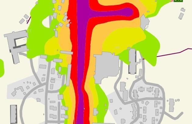 4.5 Virksomhetsrisiko 4.5.1 Støy Planområdet ligger i et område med liten støypåkjenning i henhold til støykart utarbeidet av Statens Vegvesen.