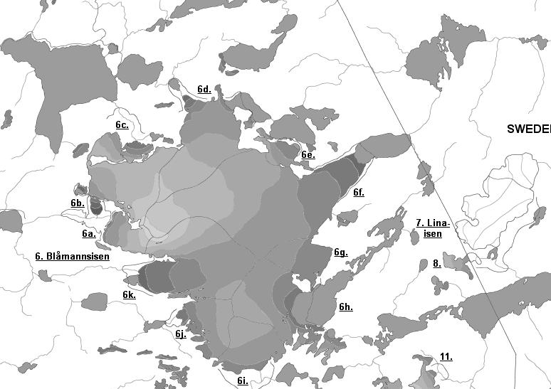 1. Innledning Rundvassbreen (11,6 km 2 ), en nordvestlig breutløper av Blåmannsisen (67 20 N og 16 05 Ø), demmer vannet Øvre Messingmalmvatn (se Figur 1). Den 6.