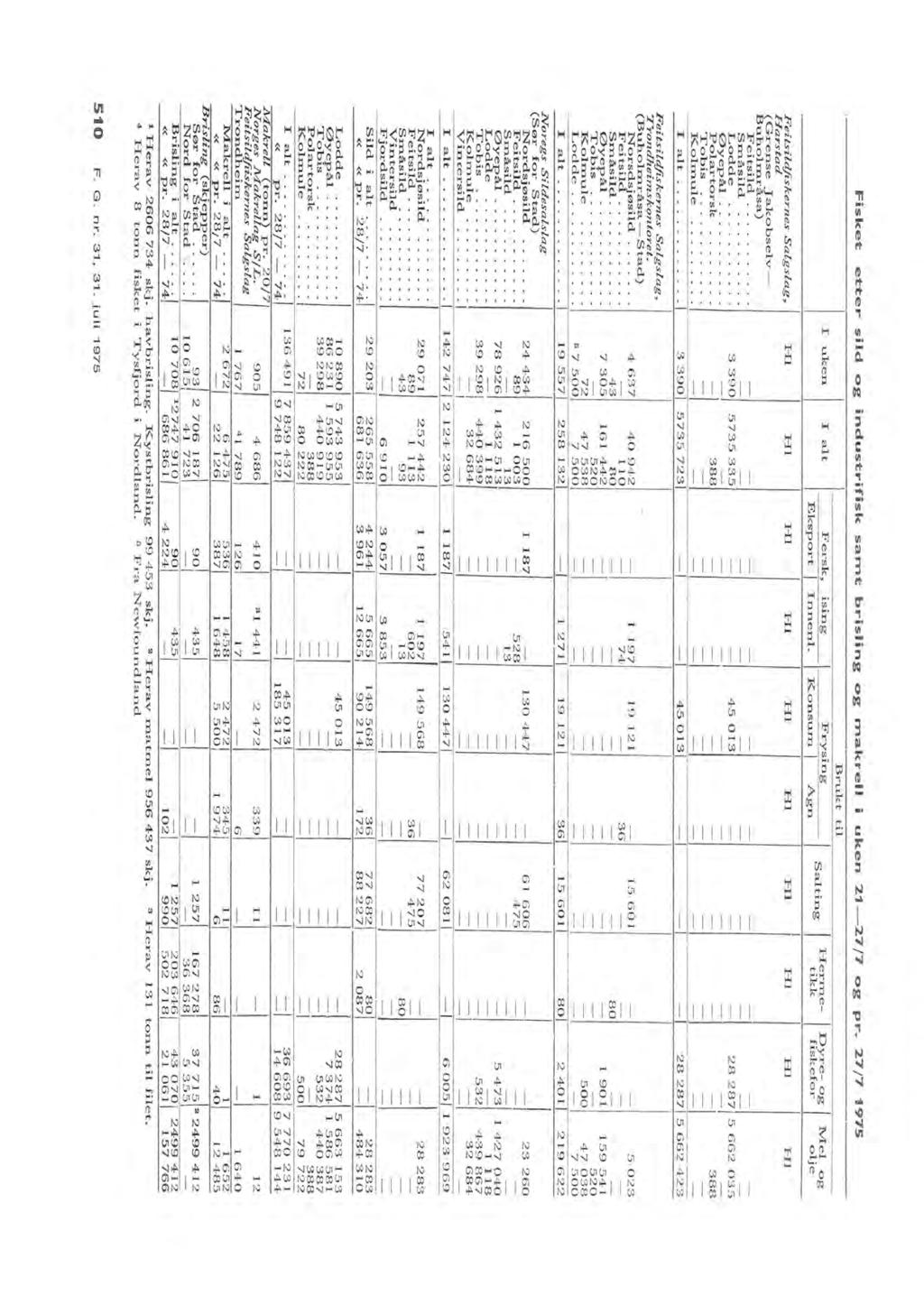 I uken I at Feitsidfiskernes Sagsag, H H Harstad (Grense Jakbsev Buhmråsa) Feitsid....... Småsid Ldde 90 575 5 Øyepå....... Partrsk. = 88 T bis. Kmue. I at... 1 901 575 721 Fersk, Eksprt H ising Frysing Brukt ti Sating Herme Dyre g Me g Innen.