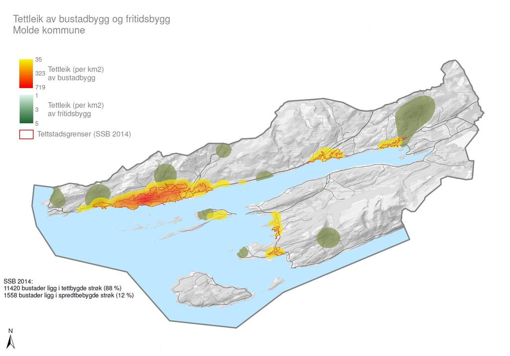 Bustadar og hushald 214 Kommunestatistikk 216 Molde kommune Små endringar