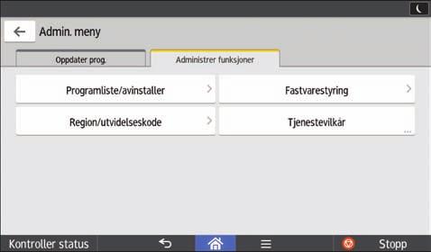 2. Slik bruker du programområdet Skjermbildet Administrer funksjoner I tillegg til å avinstallere programmer, kan du i skjermbildet Administrer funksjoner under Admin.