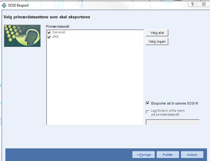 Eksporter alle primærdatasett til