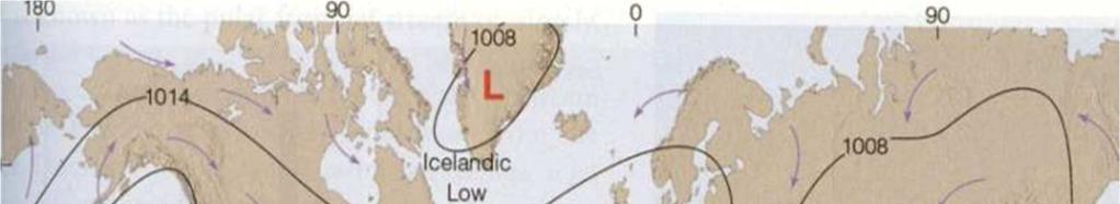 Synoptiske vindsystemer Gjennomsnittlig MSLP over