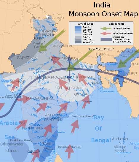 Monsun Kart som viser